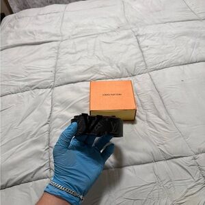 Louis Vuitton Black Textured Monogram Belt with LV Buckle